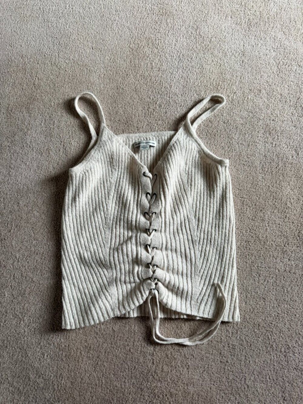 Ribbed Lace‑Up Tank Top